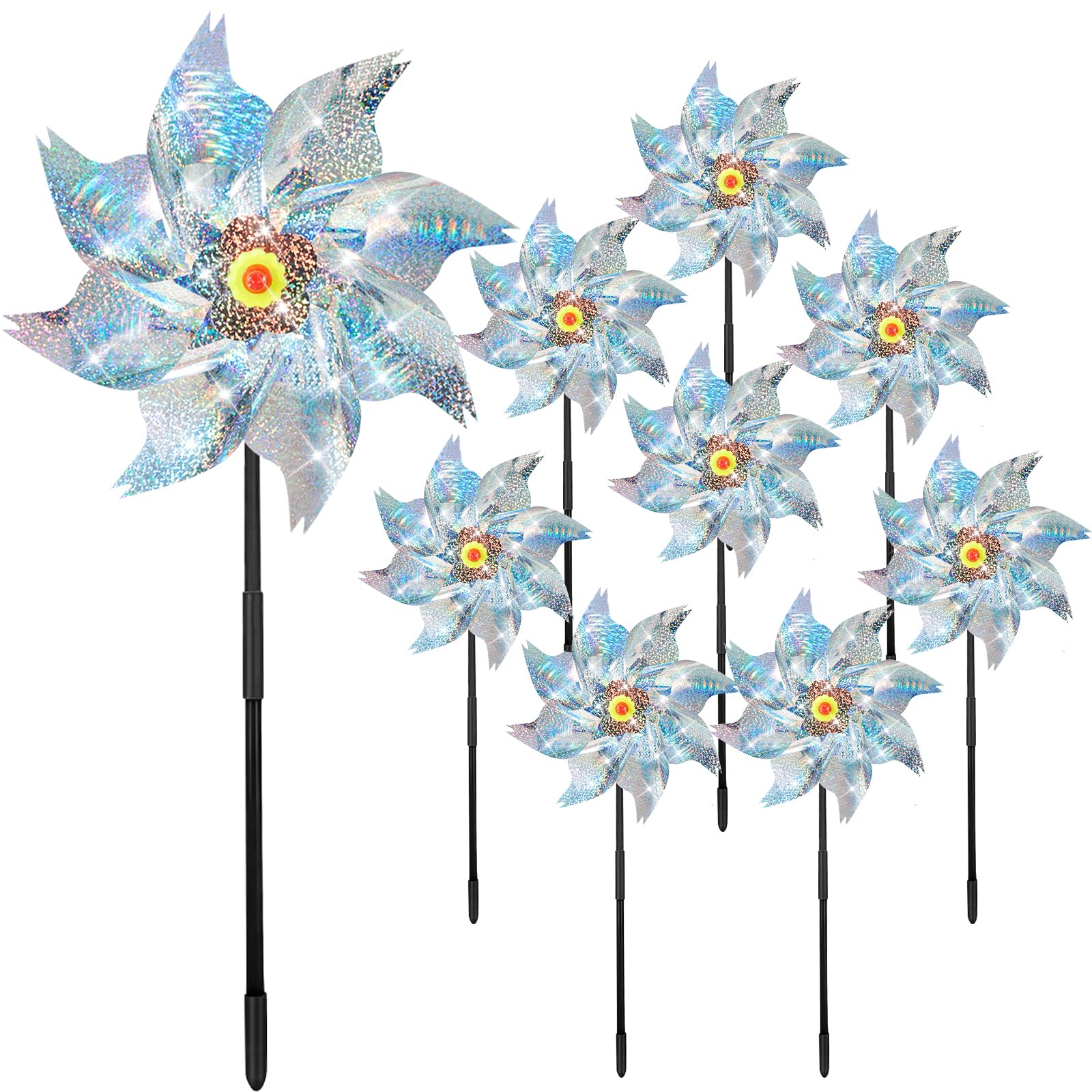 9PCS Molinos de Viento Reflectivos,Repelente de Aves,Molino de Viento Jardin,Repelente de Palomas, Pajaros.Se Utiliza para Proteger Jardines,Granja.