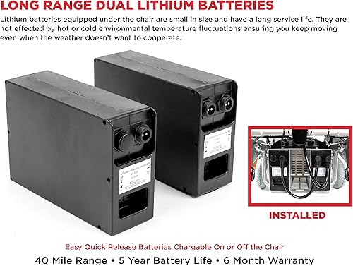 Miniatura 6 de Porto Mobility Ranger Quattro (The Beast) Silla de ruedas eléctrica plegable ultra exclusiva, resistente, soporta 550 libras, 1000 W, potencia