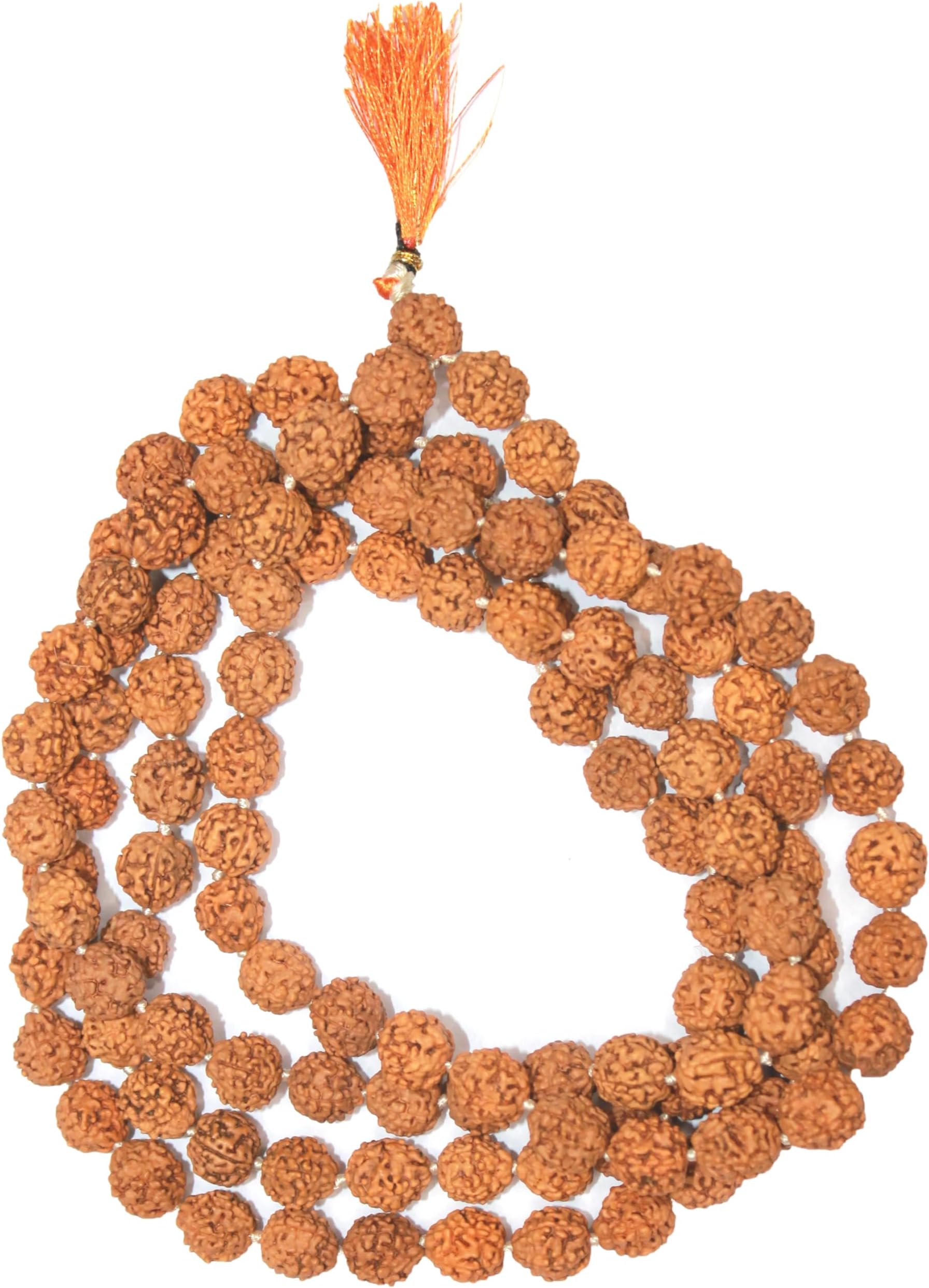 Nepali 5 Mukhi Rudraksha Mala (108+1 Beads) with Authentication Certificate | Natural Brown Round Beads | Japa & Wearing Mala | 9.6 mm Approx, 55g | Spiritual Meditation Necklace