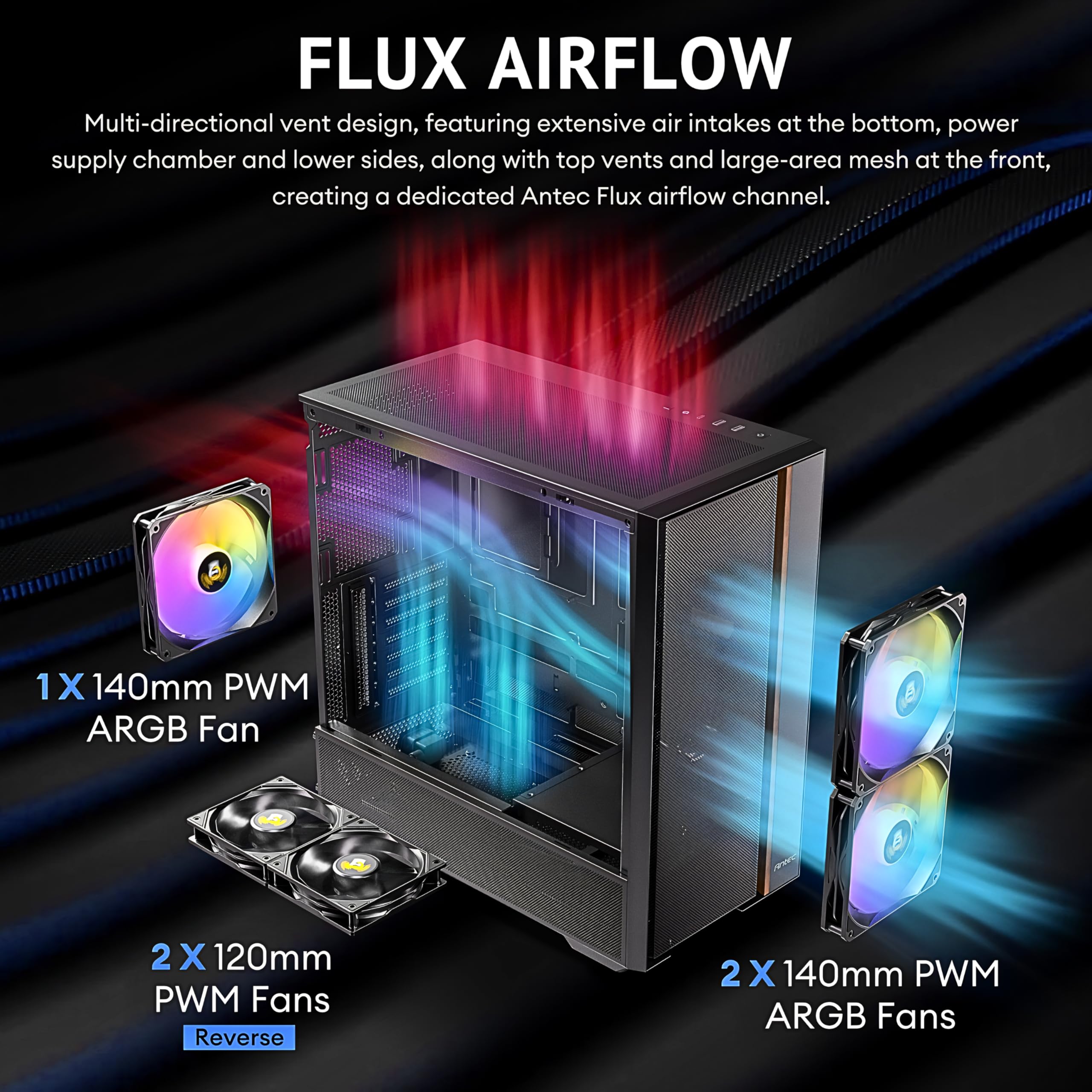 Amazon | ANTEC PCケース FLUX REAR ブラック フロントパネルに木材を