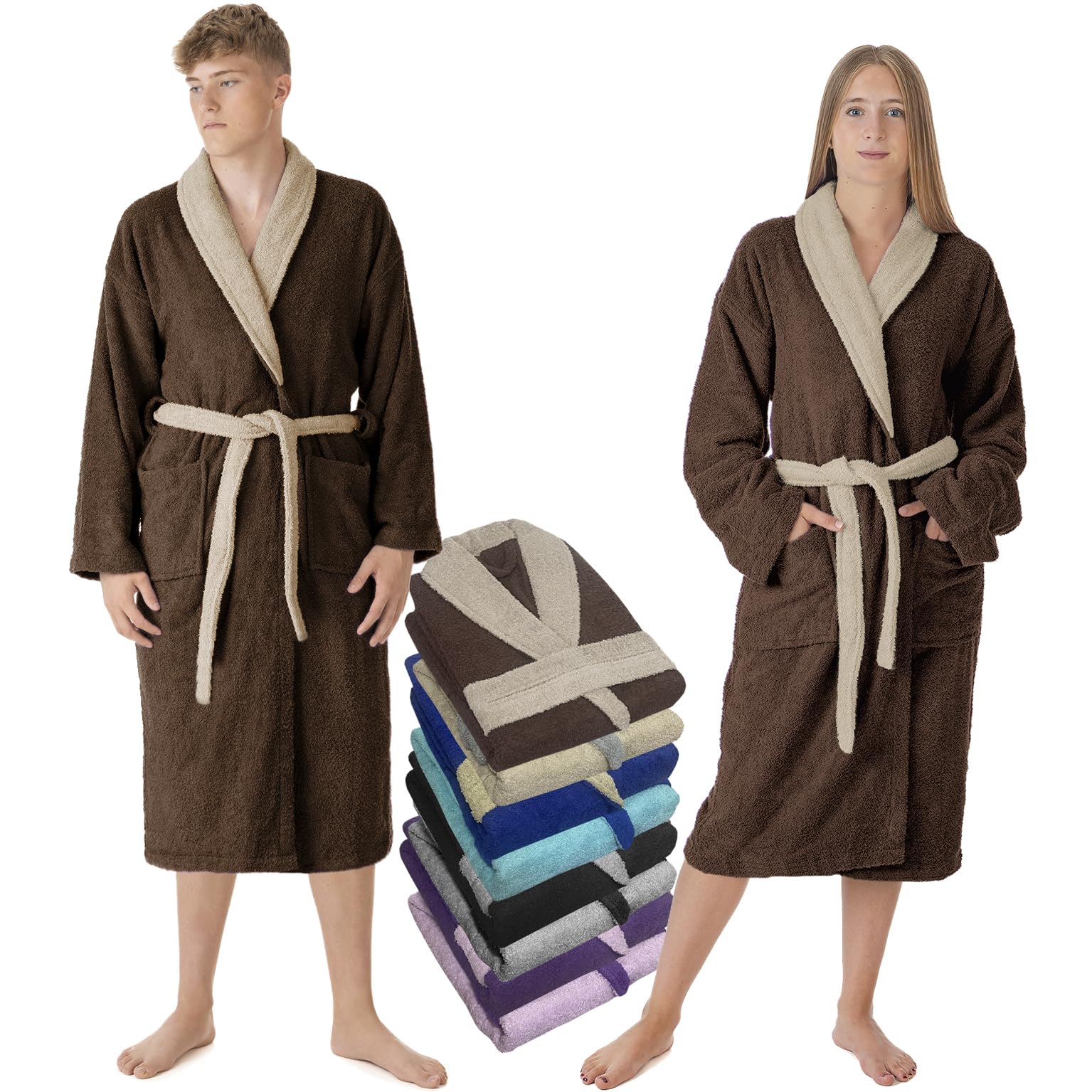 LEBENGOOD Accappatoio uomo 100% cotone spugna americana 450 gsm - vestaglia da bagno per doccia, morbido, assorbente, unisex, OEKO-TEX