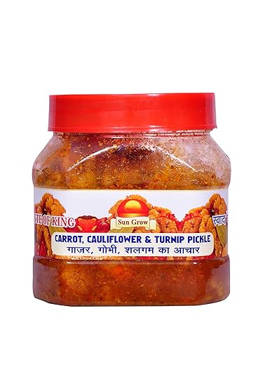 Organic Home Made Gobhi Gajar Shalgam Achar 500 gm Punjabi Sweet & Sour Mixed Pickle of Carrot, Turnip & Cauliflower