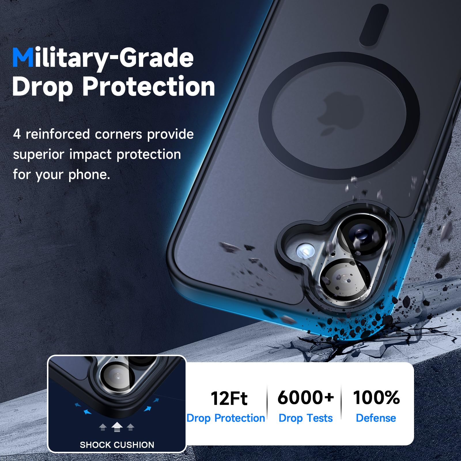 seacosmo 5 in 1 Magnetic for iPhone 16 Case with 2X HD Screen Protector + 2X Camera Lens Protector - Image 4