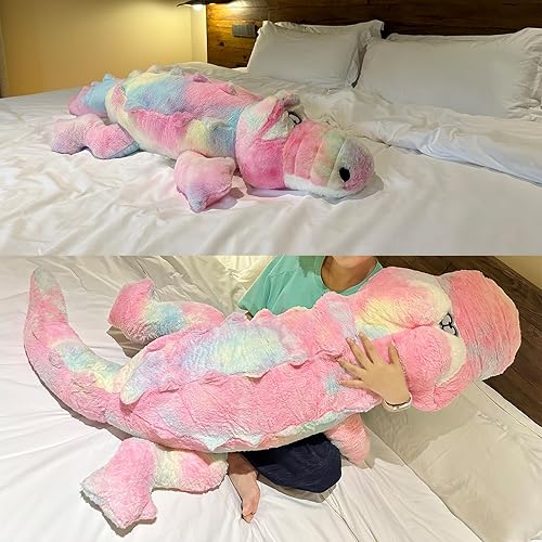 Miniatura 6 de Hofun4U - Almohada de felpa de cocodrilo, animal de peluche de cocodrilo de 67 pulgadas, decoración del hogar, regalo de Navidad, San Valentín,
