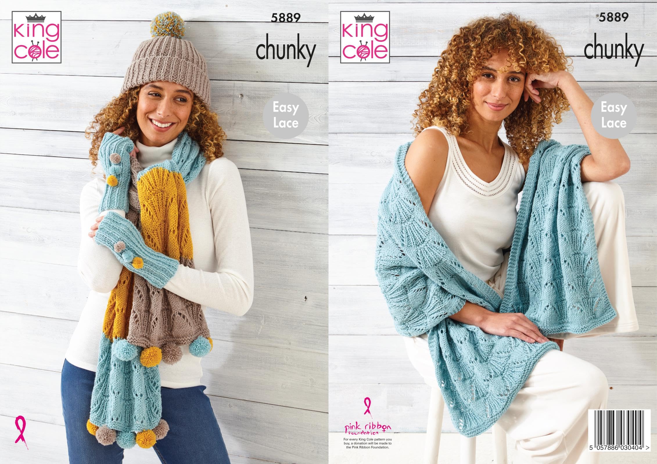 King Cole Ladies Chunky Knitting Pattern Wrap Scarf Hand Warmers & Hat 5889