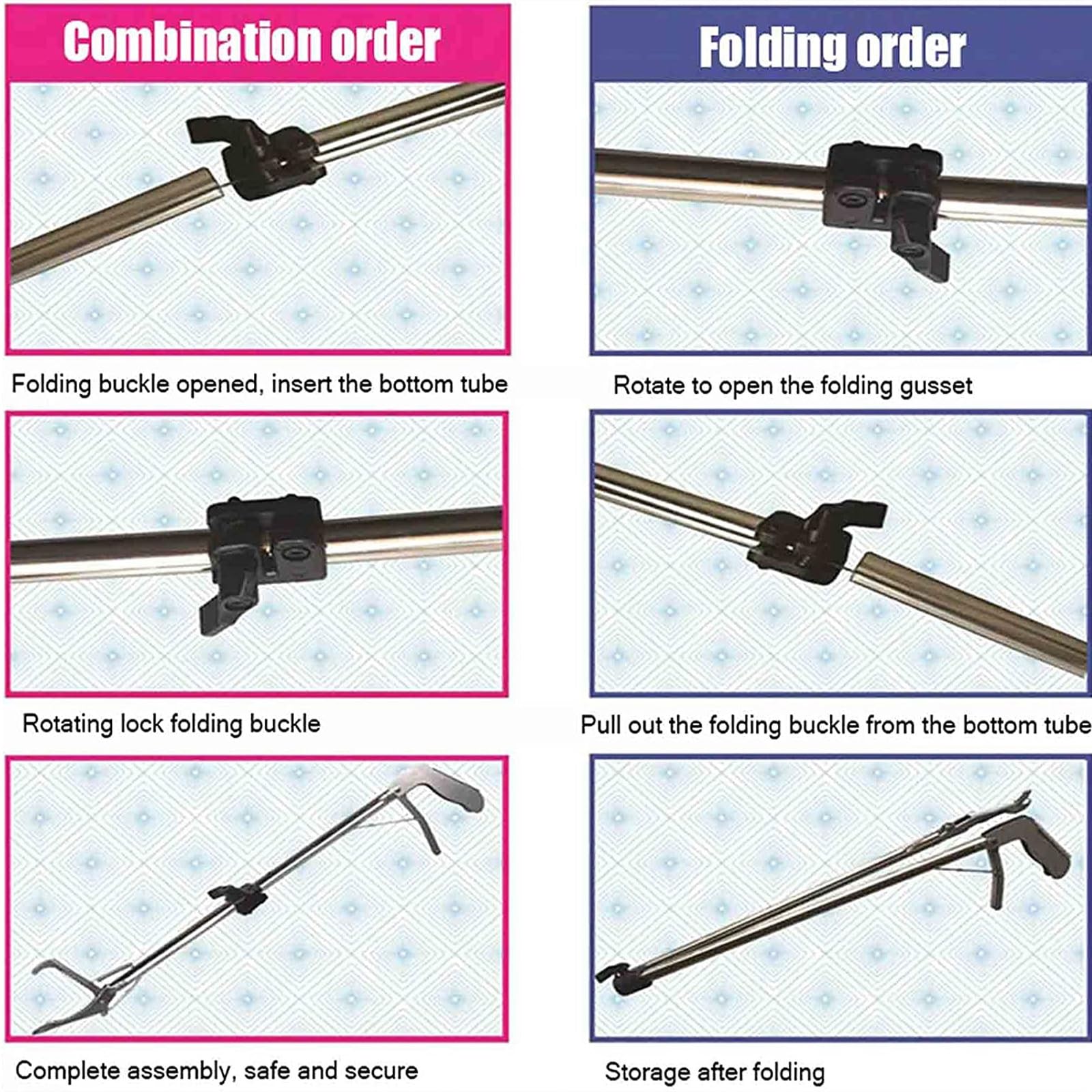 Pinzas De Serpiente para Reptiles De Acero Inoxidable Dentado Ancho De La Mandíbula De Reptil De Serpiente,Pinzas De Serpiente, Agarrador Plegable (Size : 1.2M)