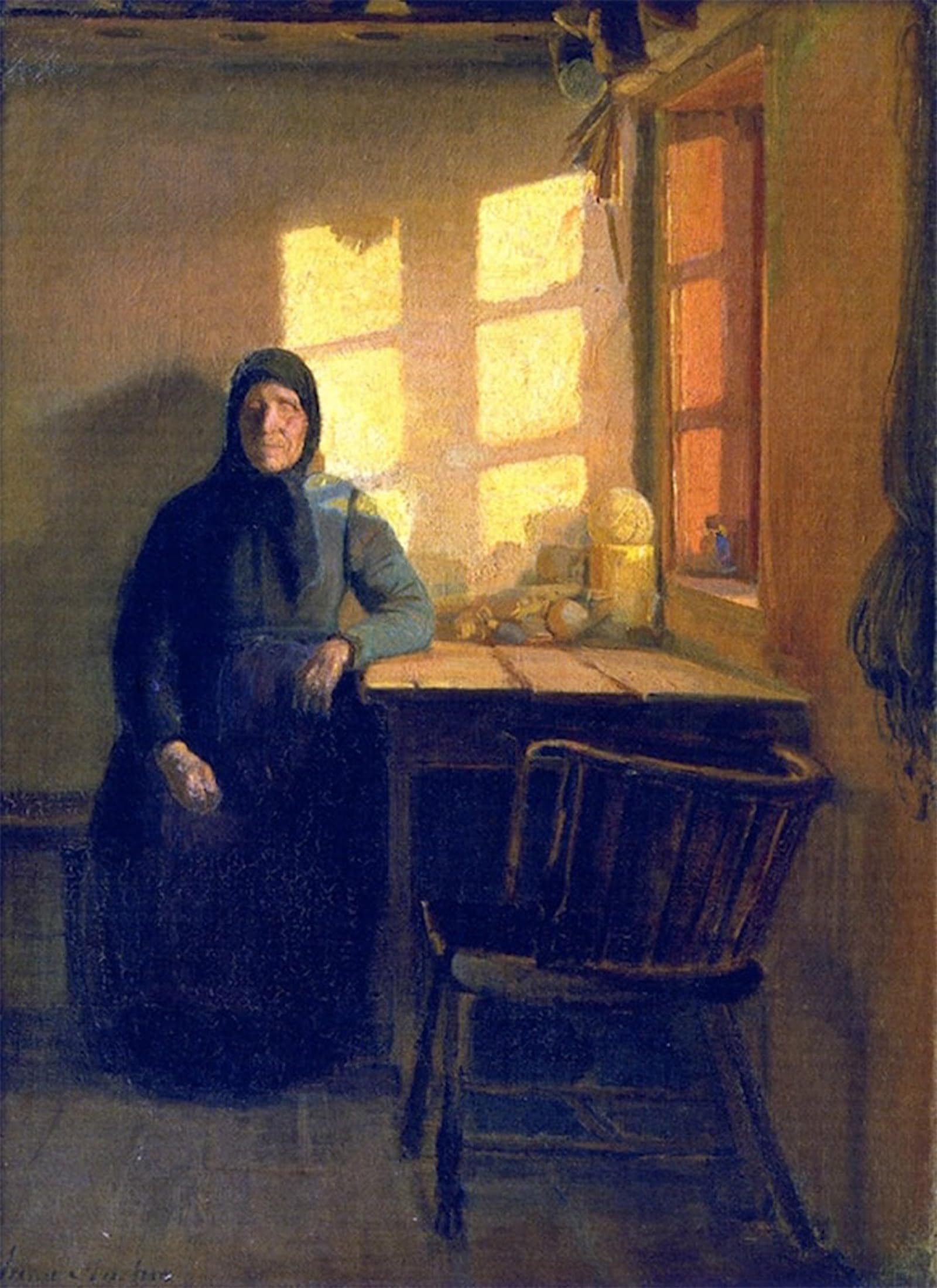 SERENDIPITP Vintage Wall Art Canvas Nordic Poster Canvas Print Picture Sunshine in the Blind Woman's Room Anna Ancher Wall Art Poster for Home Decor 60x90cm