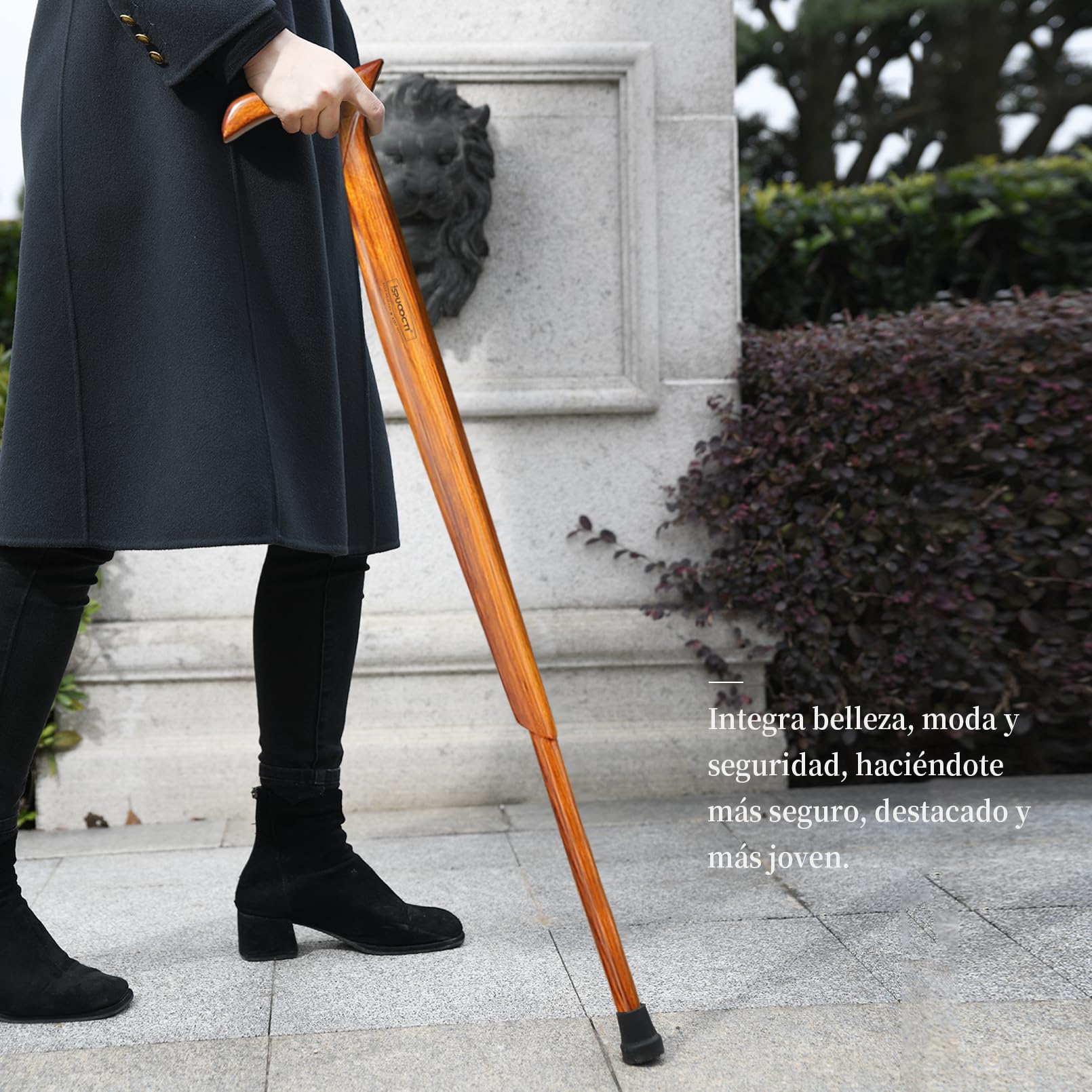 Laska drewniana dla mężczyzn i kobiet – naturalne lite drewno, 3 gumowe nóżki, wytrzymałe, z torbą podróżną – ergonomiczne kijki dla seniorów, uniseks