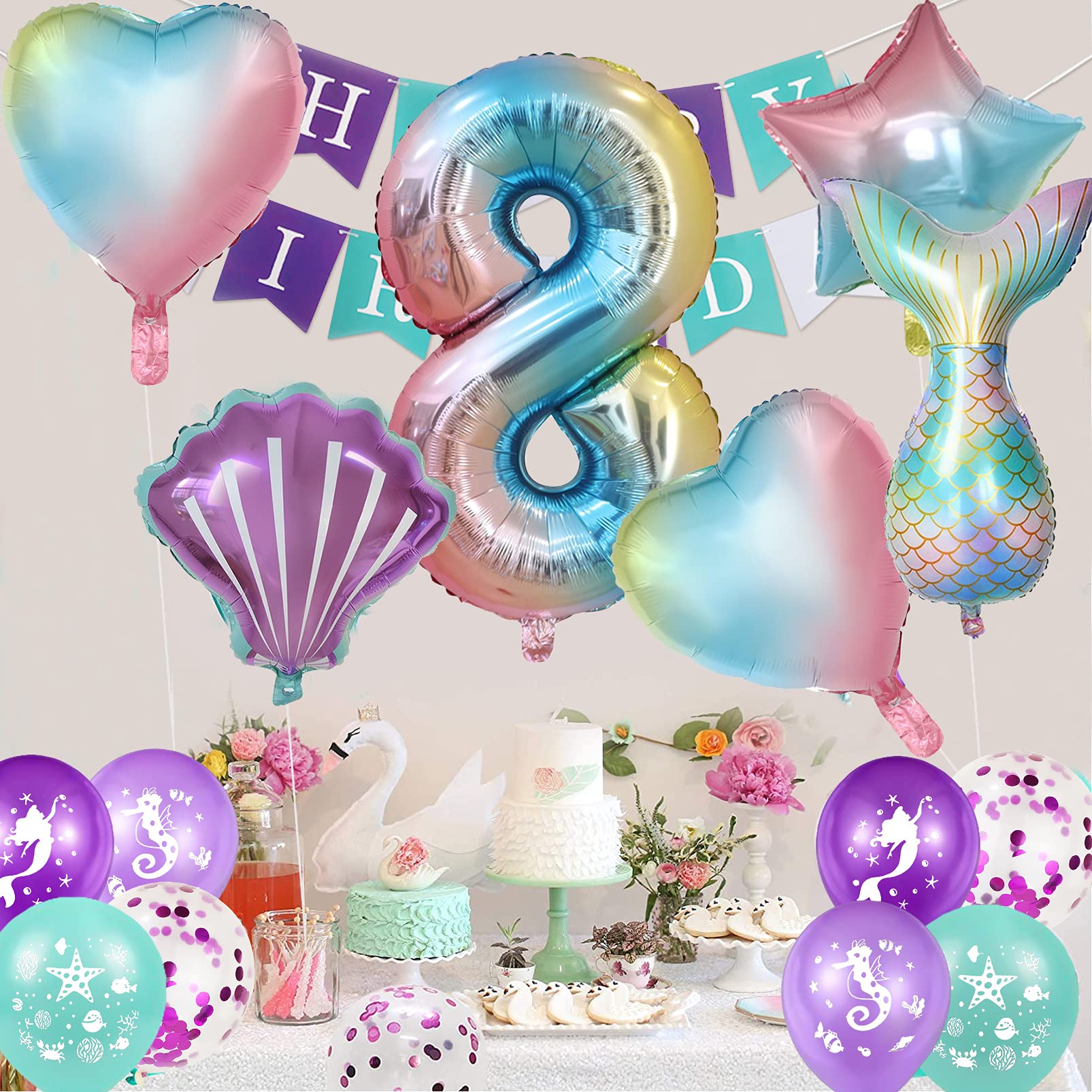 Palloncino di compleanno a tema sirena Garland Kit, Decorazione di compleanno a tema Sirena, Decorazione per feste a tema Sirena, Arco a palloncino a tema Sirena - Italia