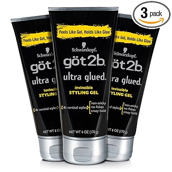 got2b ultra glued invincible styling hair gel, 6 ounce (pack of 3)