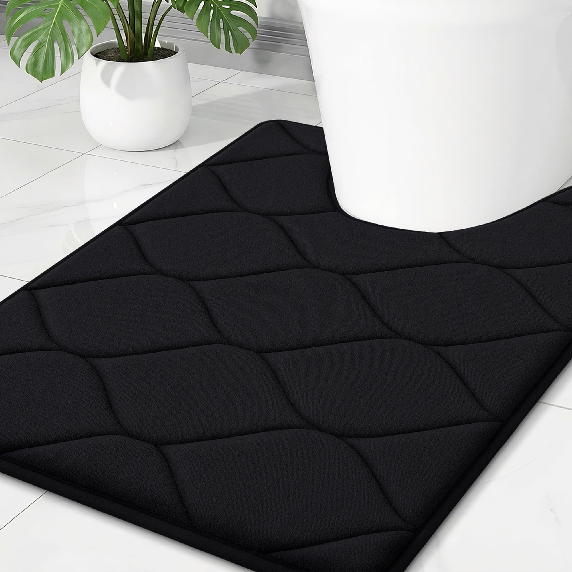 Smiry Memory Foam U-Shaped Toilet Mat 24x20, Soft Absorbent Toilet Rugs