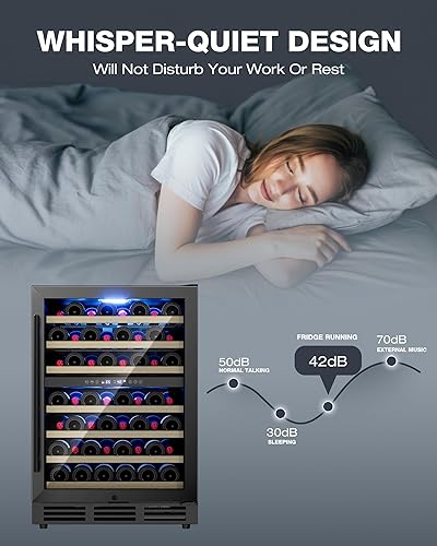 Miniatura 7 de Refrigerador de vino de doble zona de 24 pulgadas, refrigerador de vino con 54 botellas debajo de la encimera, refrigerador de vino para integrado o