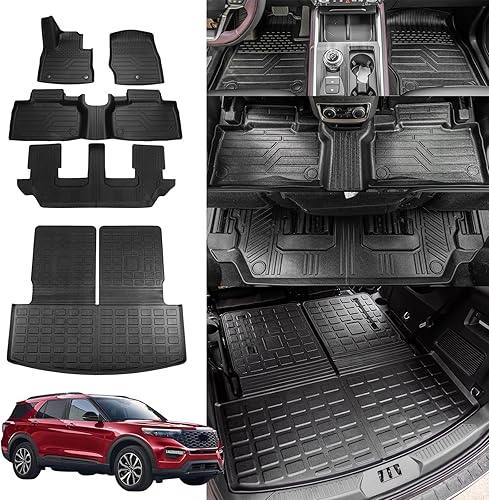 Rongtaod - Tapetes para automóvil de 7 asientos, tapete de carga, protector de asiento trasero, accesorios protectores (tapete para maletero, tapete