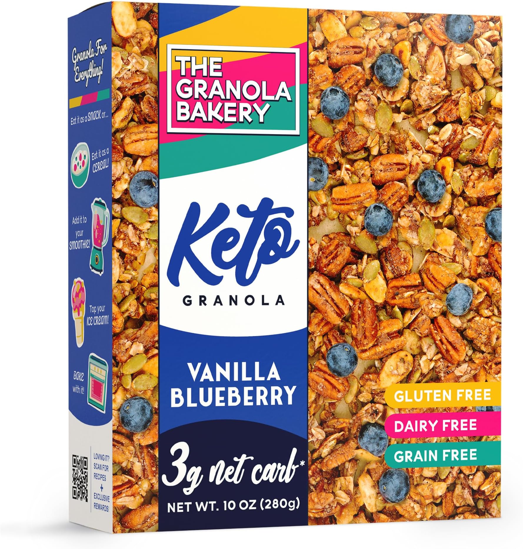 TGB Blueberry Keto Granola | 3g Net Carb Cereal | Gluten Free Low Carb Nut Snack, 10 Ounces