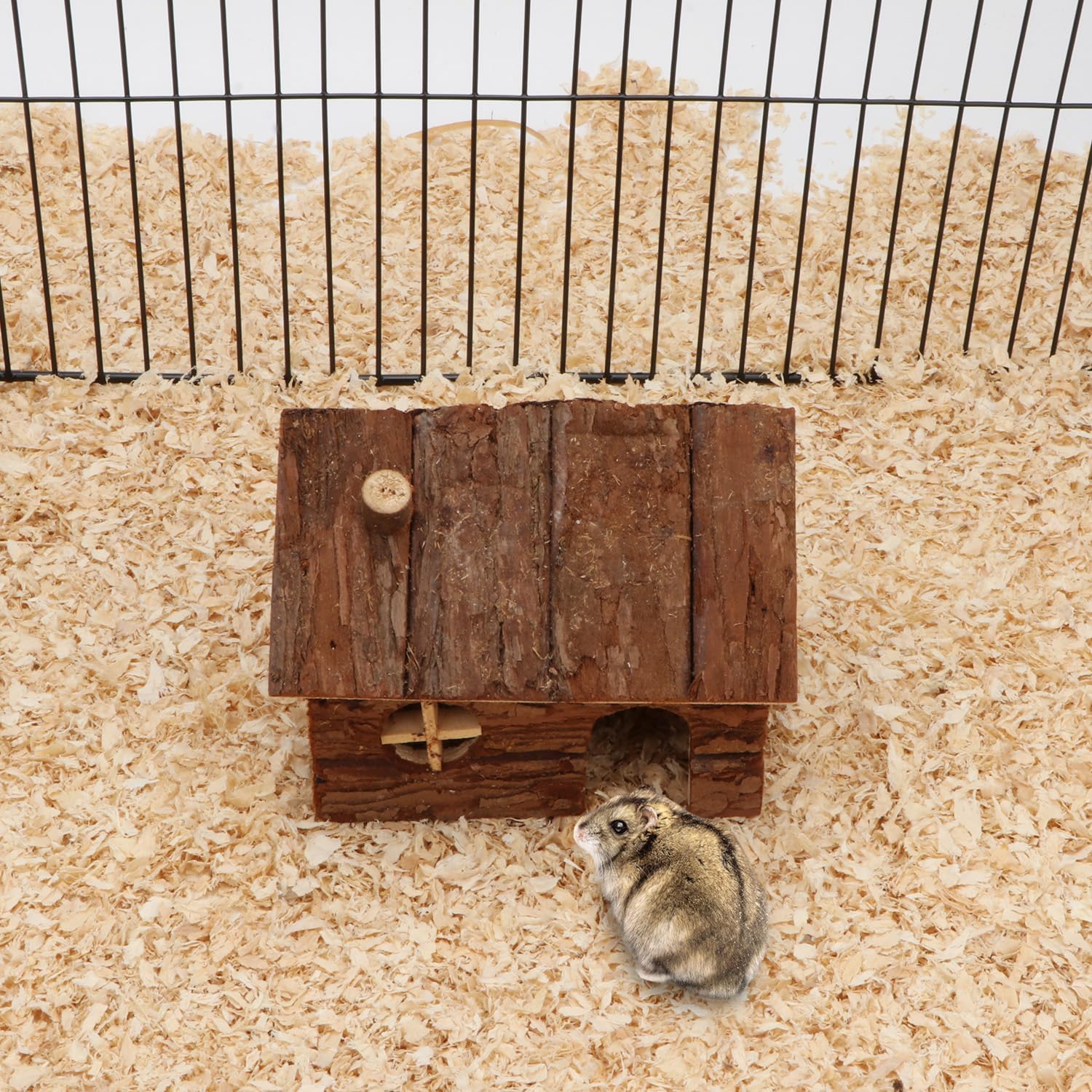 Snapshot of Hamster Decor Small Animal Natural Wooden Hamster House Cage Hide Flat