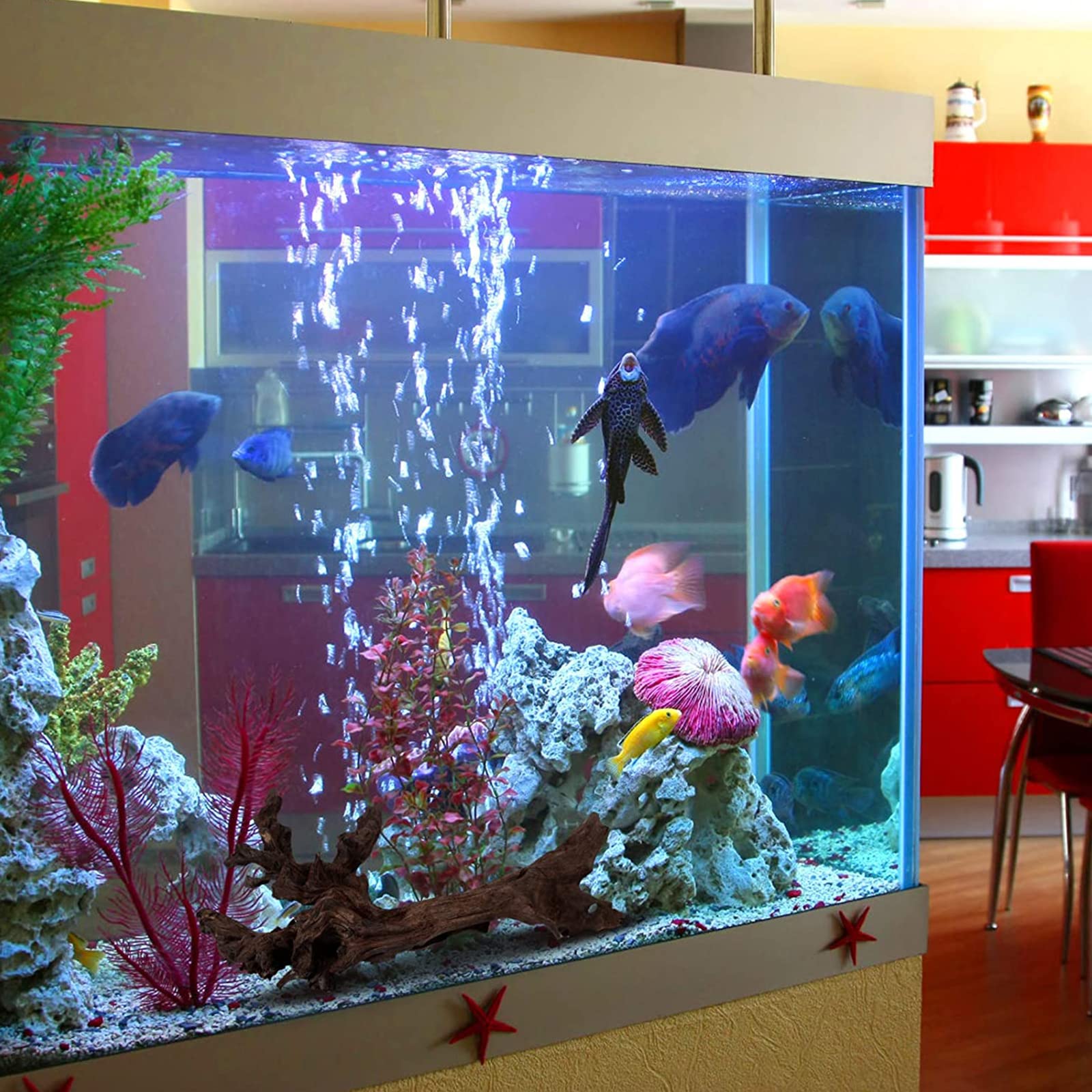 Decoración de madera flotante para acuario, escondite de troncos de madera natural, adornos betta, ramas de forma irregular, árbol de madera flotante, agua dulce, bajo el agua, betta, mediano y