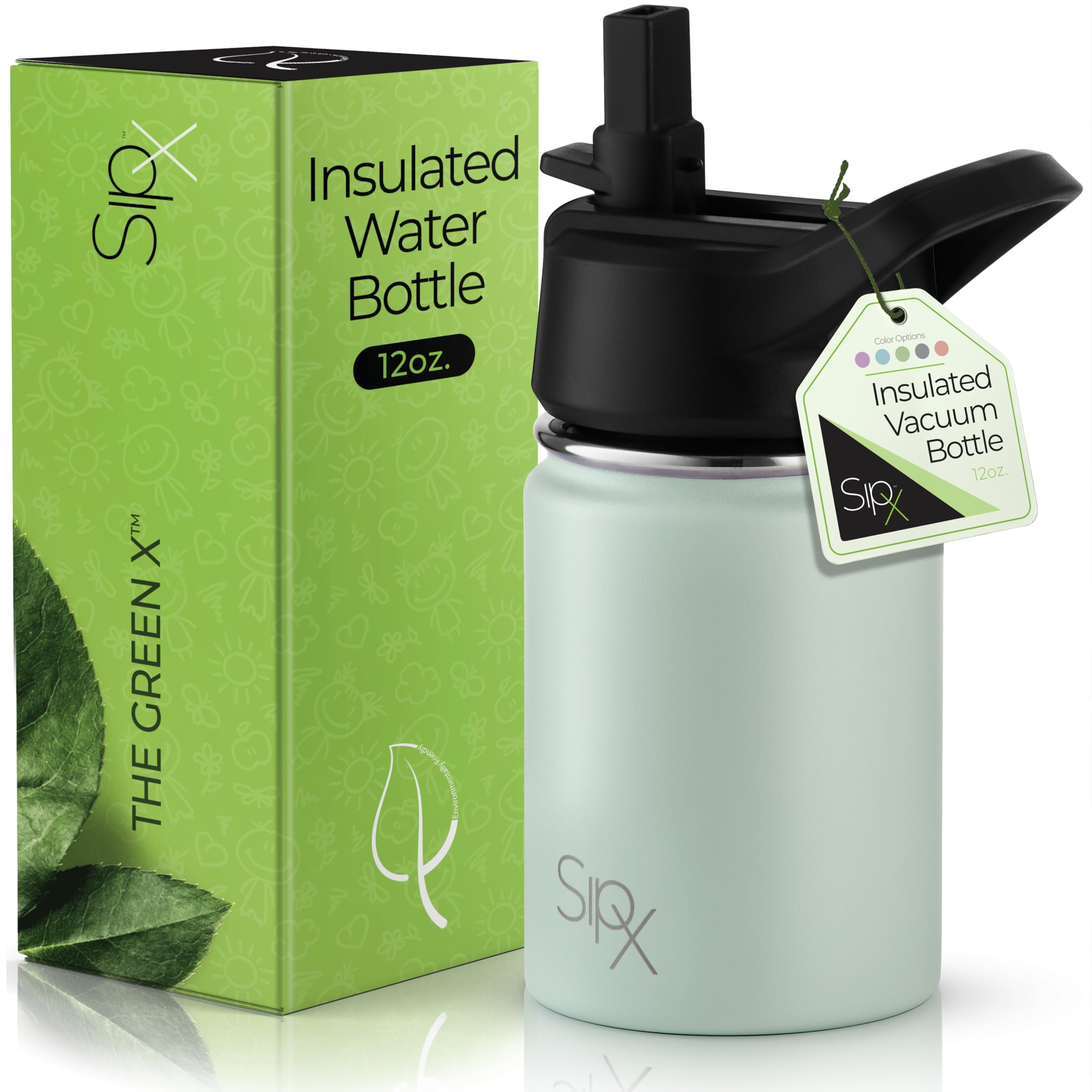 SIPX 12 oz Insulated Water Bottle with Straw Lid Leakproof Stainless Steel BPA-Free Easy to Carry Perfect for