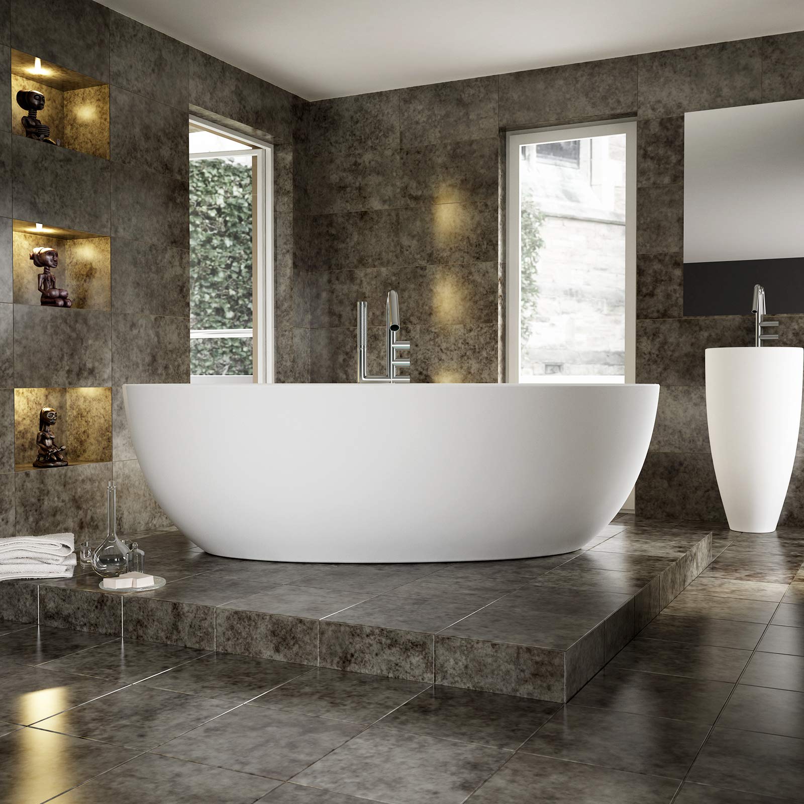 Vasca da bagno freestanding TERRA di acrilico sanitario - 186 x 88 cm