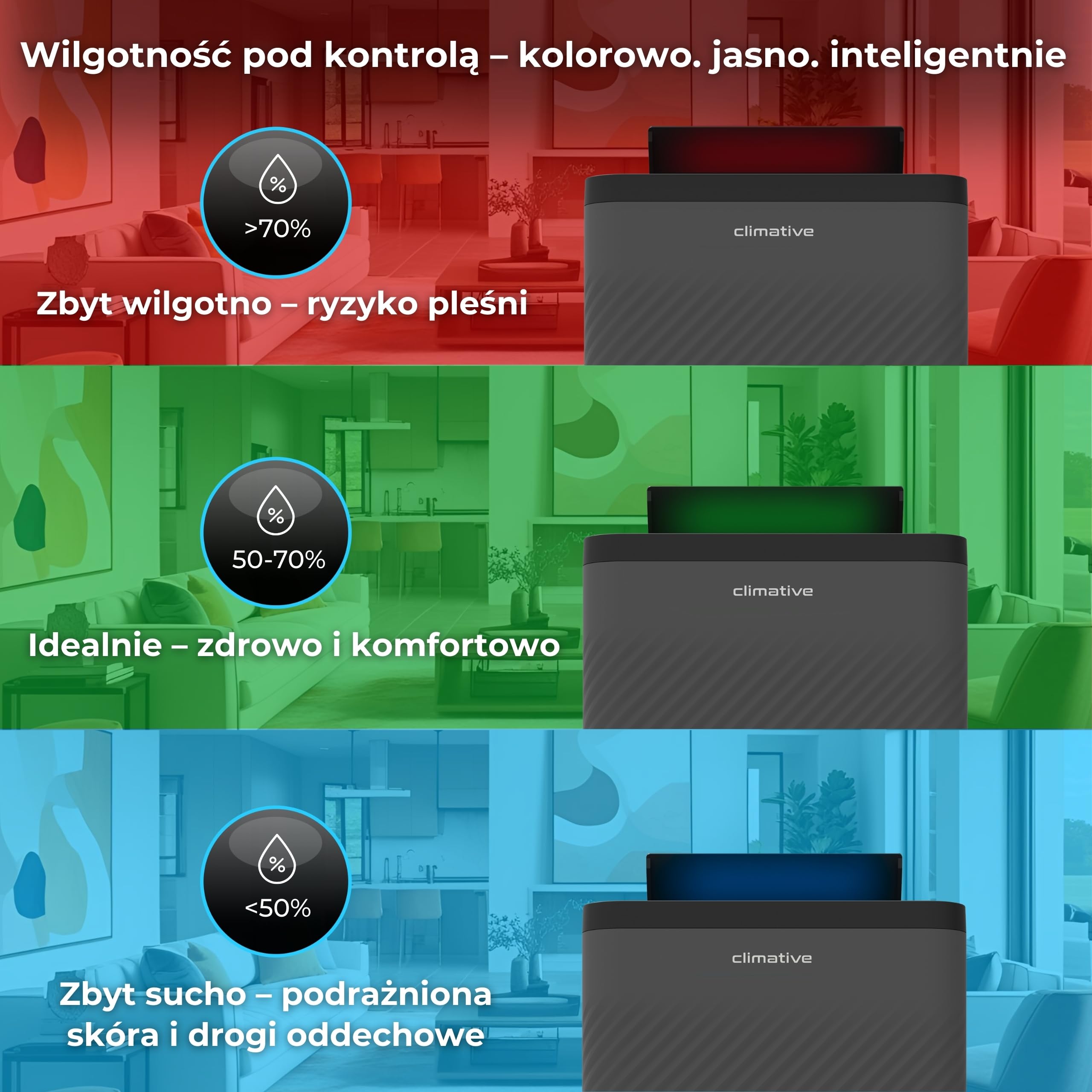 elektryczny osuszacz powietrza 12 l/24 h z filtrem HEPA i węglowym, WiFi Smart Home, oczyszczacz powietrza Nexi ION UV, osuszacz powietrza do domu, mieszkania, łazienki i salonu do 20 m²
