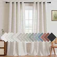 H.VERSAILTEX Natural Linen Grommet Curtains 84 Inch Length for Living Room 2 Panel Drape Semi Sheer Neutral Country Rustic Farmhouse Boho Curtain Bedroom Muslin Look Light Filtering, Heathered Natural