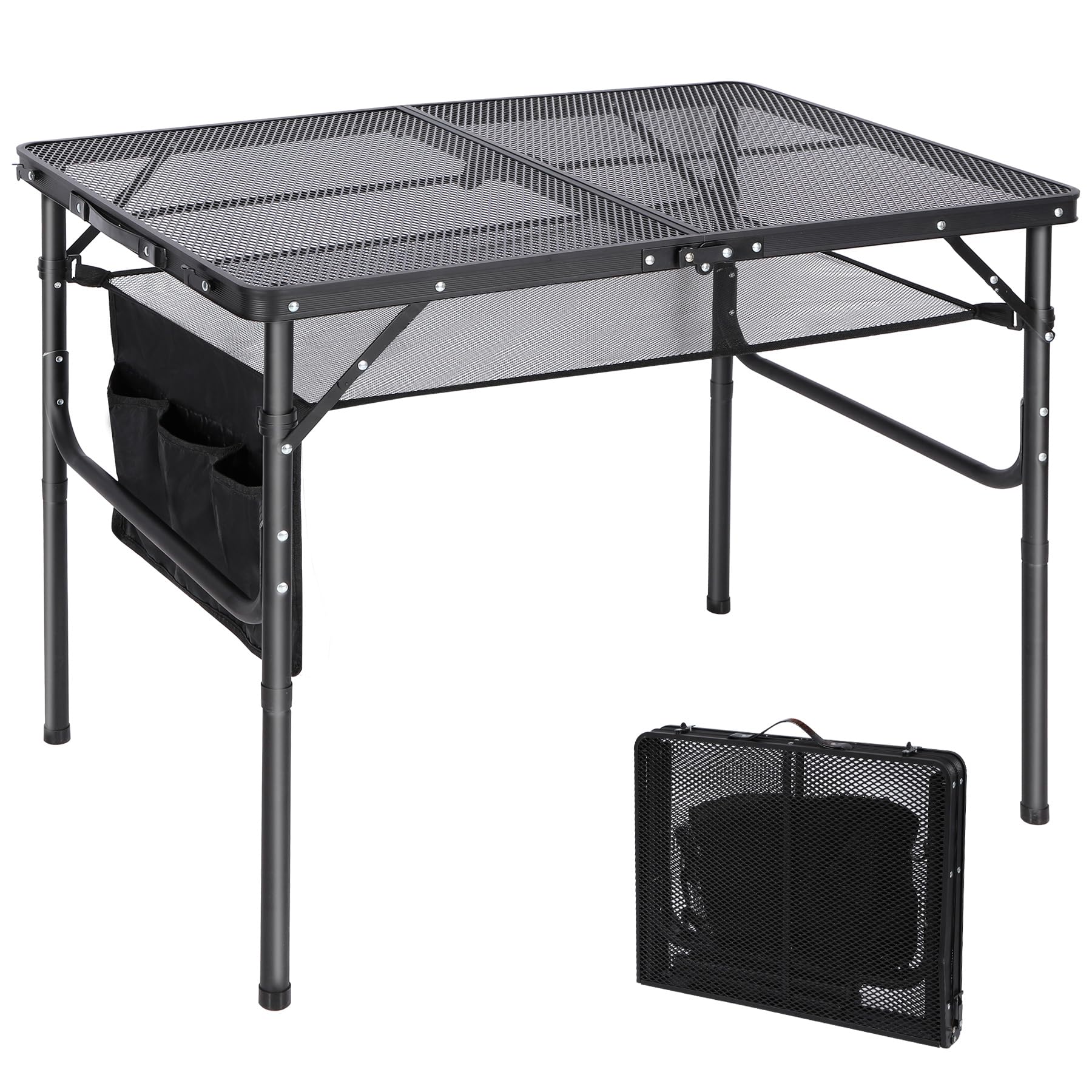 Table de cuisson camping réglable en hauteur avec plateau thermique