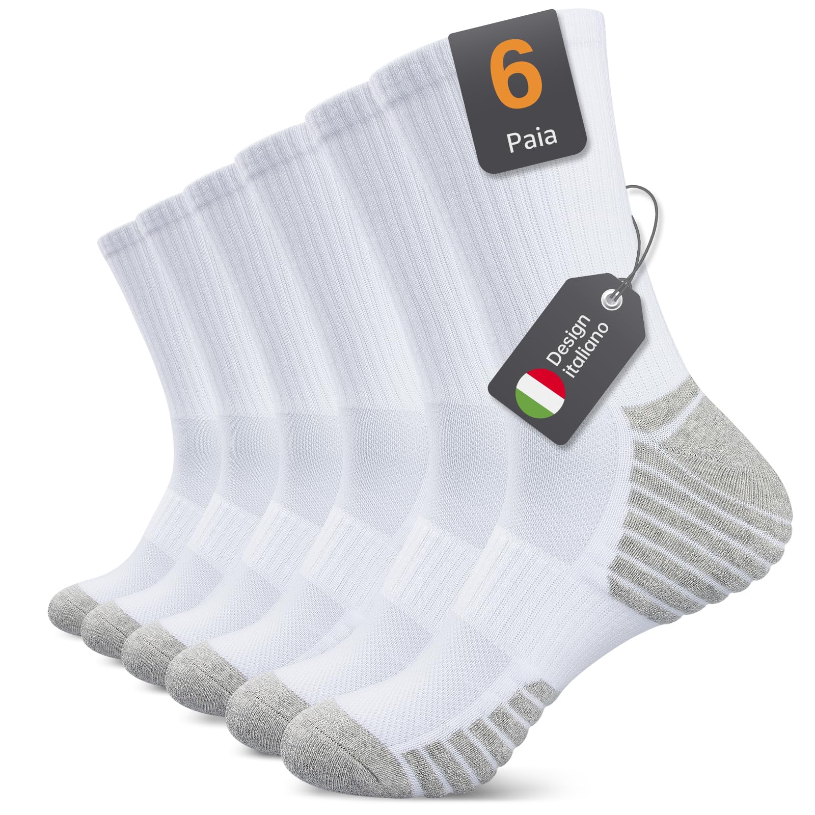 Alaplus Calzini Lunghi Uomo Donna 6 Paia, Calze lavoro in Cotone Traspiranti Antiscivolo, Calzini Sportive Uomo Estive Ideali per Running Trekking