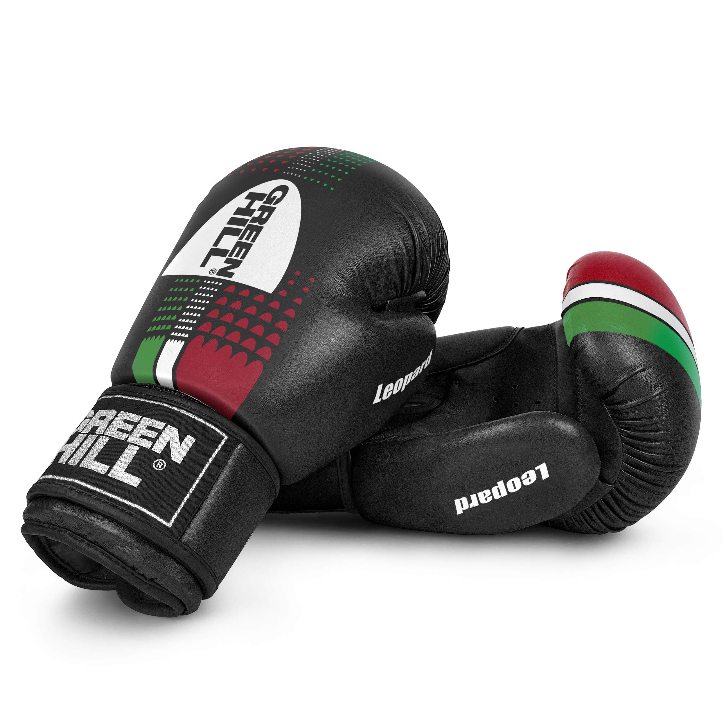 Green Hill Leopard Boxhandschuhe mit Anti-Schock, Unisex, für Erwachsene (10 oz, Schwarz) Sport & Freizeit