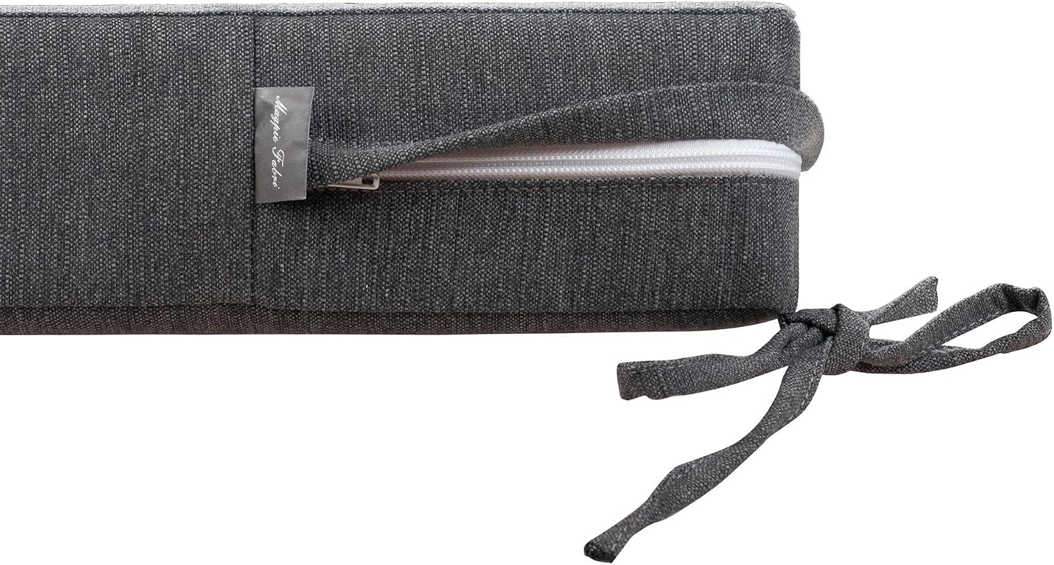 Magpie Fabrics Patio Bench Loveseat Cushion Covers (Replacement Cover only, No Insert!), Waterproof Fade Resistant Swing Cushion Slipcover with Ties(45x18x3 Inch, Dark Gray)