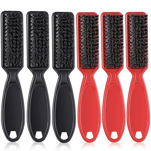 Miniatura 1 de 6 Pieces Barber Blade Clipper Cleaning Brush Nylon Trimmer Cleaning Brush Hair Duster Fade Brush Set Kit (Black and Red)