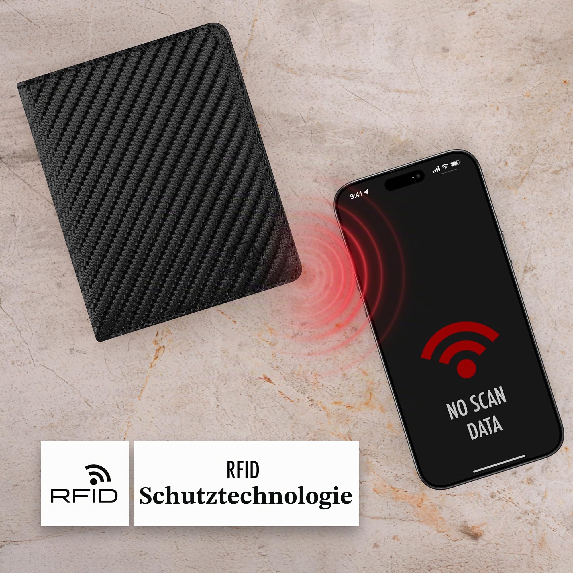 BROWN BEAR Ausweisetui Leder Schwarz mit RFID-Schutz BB 8015 CBK