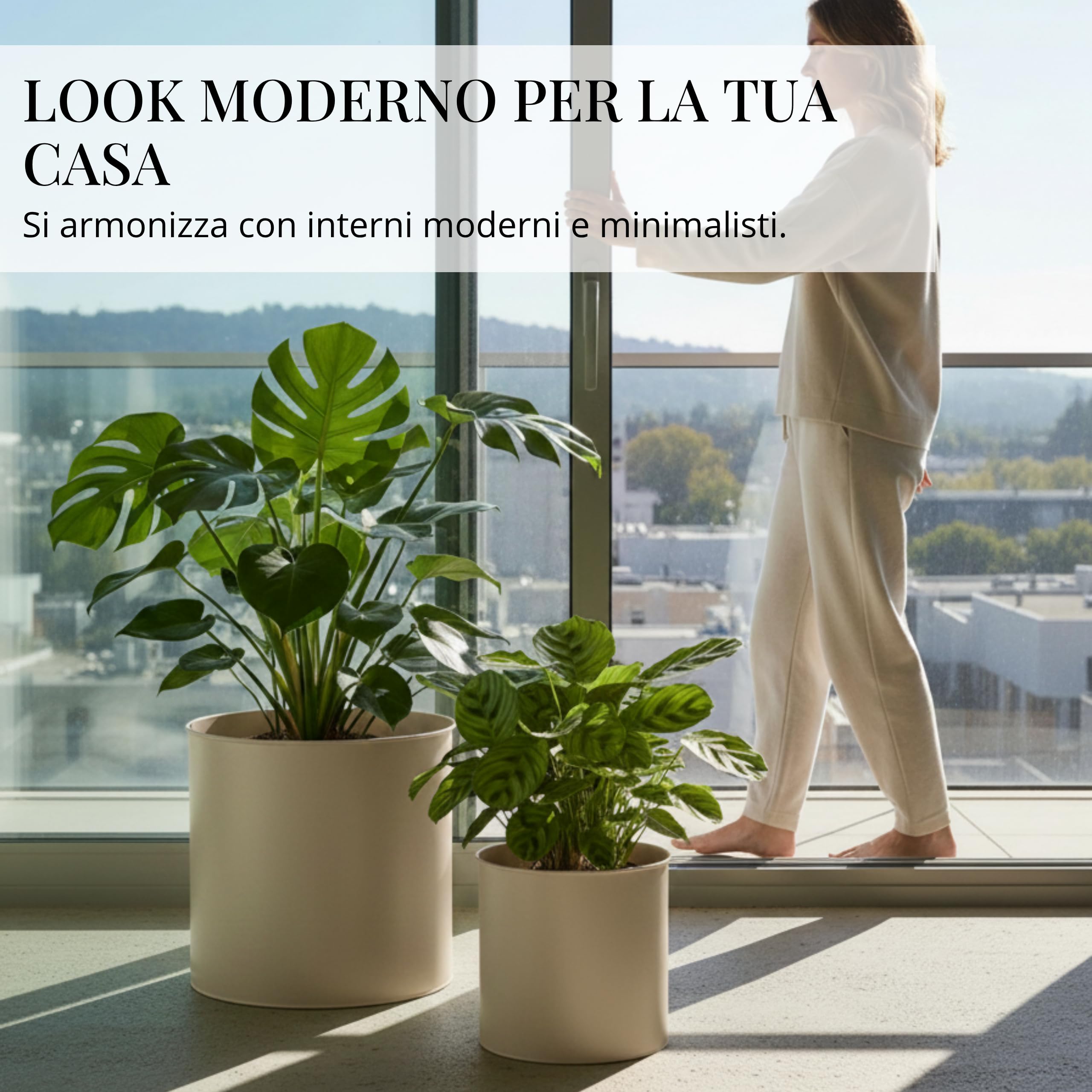 Livlig53 Set di vasi da fiori in metallo, vaso da 25 cm di diametro e sovravaso da 30 cm di diametro e sovravaso da 40 cm di diametro, grande vaso per piante da esterno e da interno, prodotto in