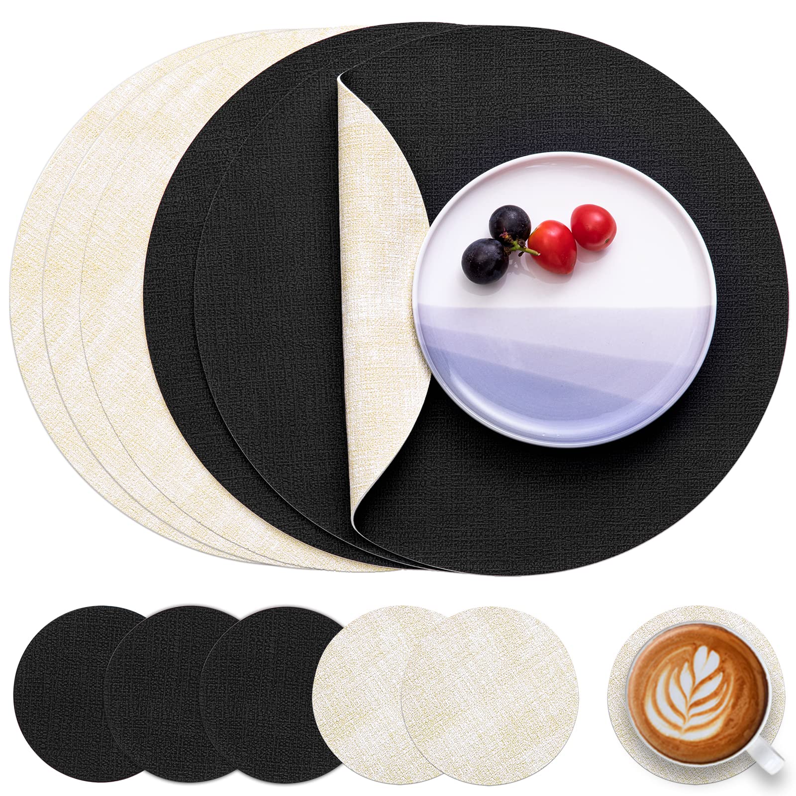 Myir JUN Tischsets abwaschbar Leder und Untersetzer doppelseitig Platzset