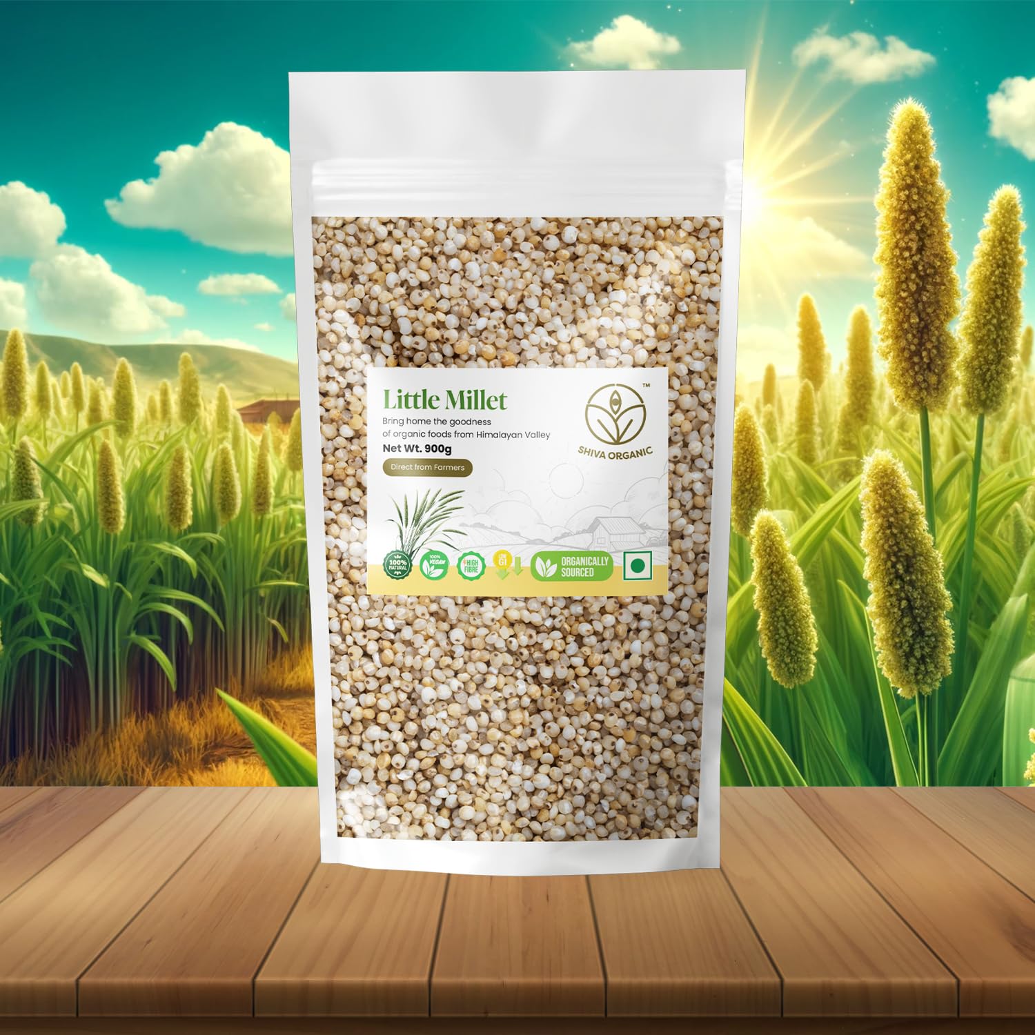 Shiva Organic Little Millet 900g - Nutrient-Rich Gluten-Free Grain for Healthy Cooking and Snacking