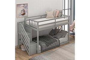 Twin Over Twin Bunk Bed with Staircase Storage