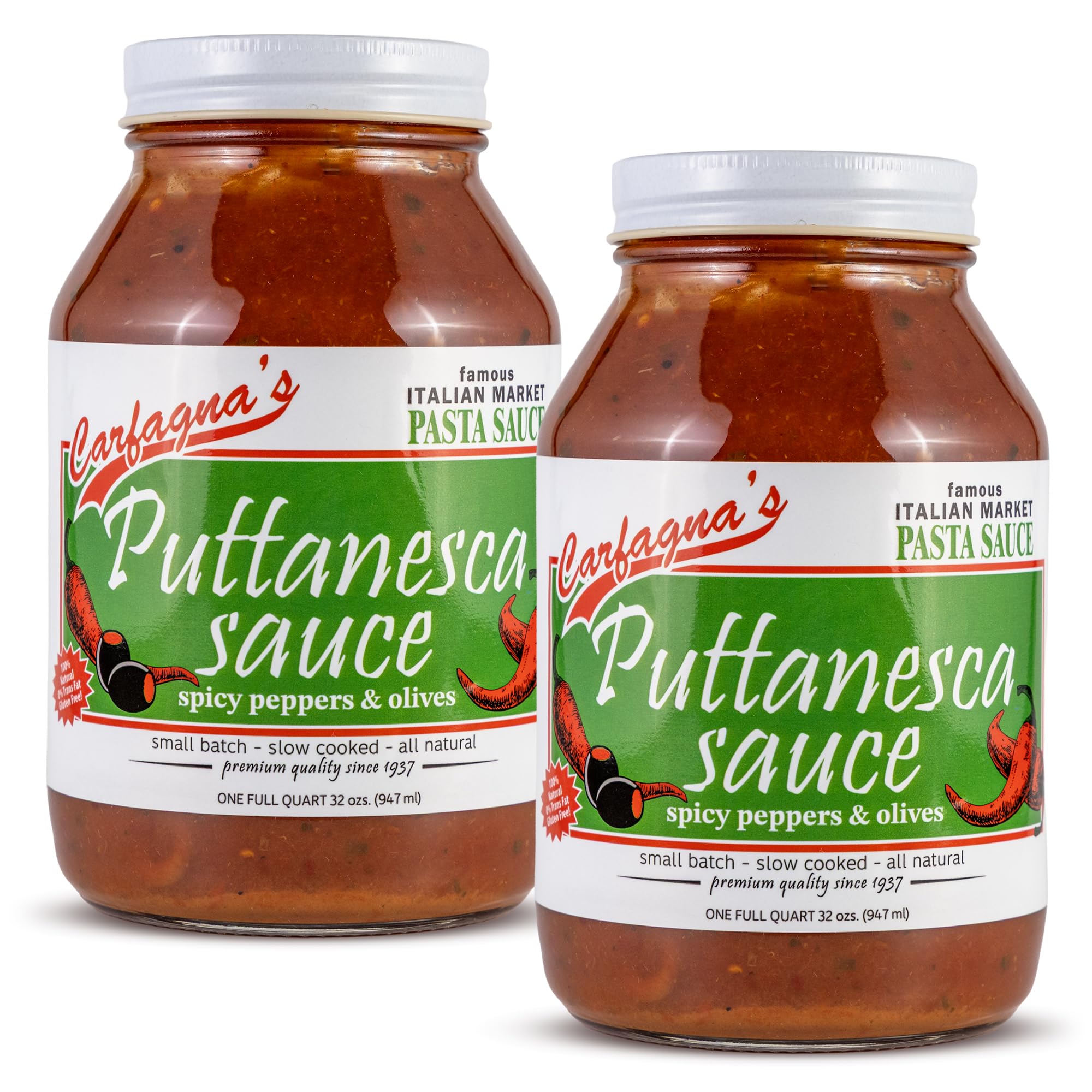 Carfagna's Pasta Sauce, Established 1937, Family Recipe, Made in Small Batches (32 Ounce (Pack of 2), Puttanesca)