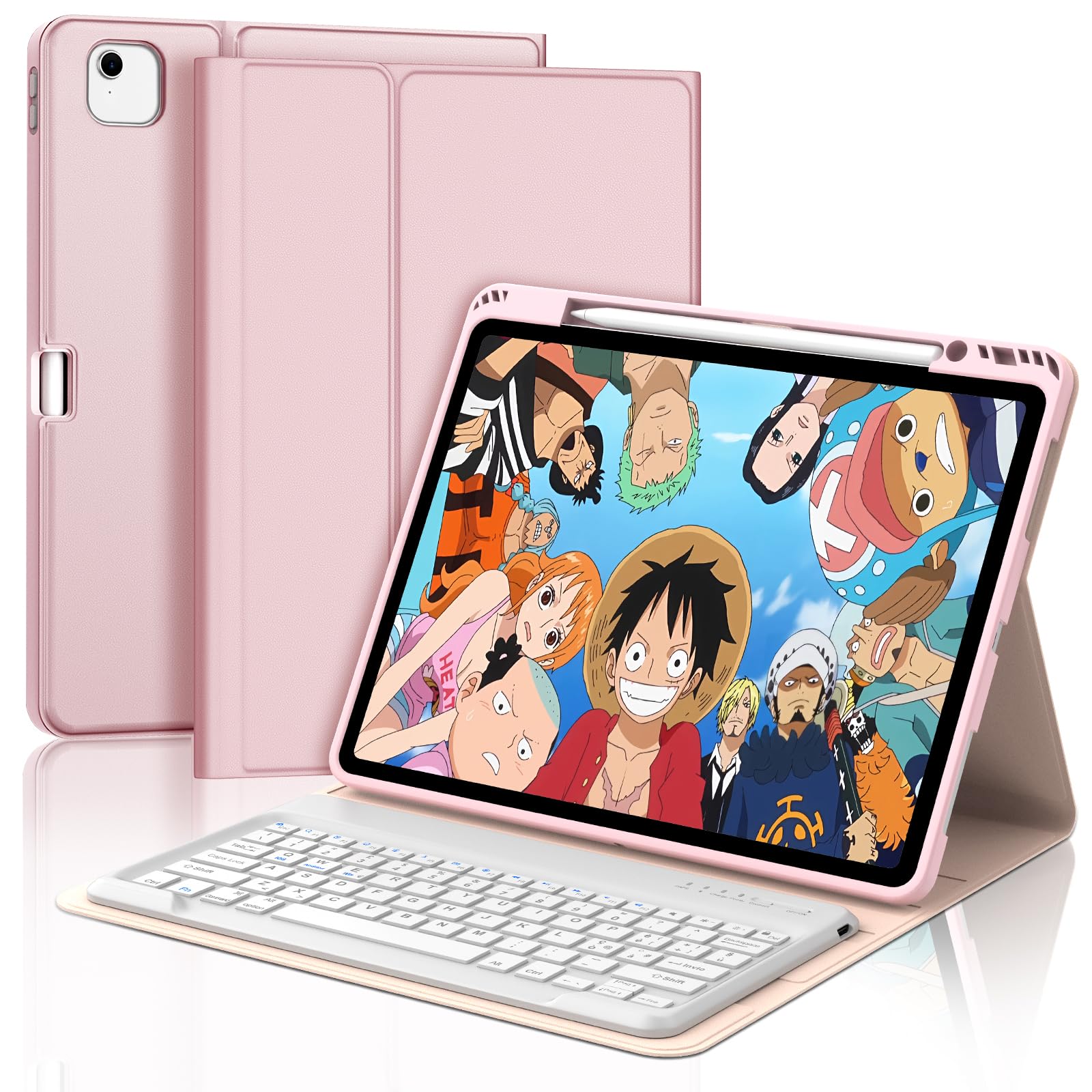 FOGARI Per iPad Air 13 Pollici M4 2026/M3 2025/M2 2024 Cover Tastiera | Tastiera Bluetooth Rimovibile e Custodia Morbida TPU per Ufficio/Studio/Scrittura, Keyboard Wireless Portatile, Rosa