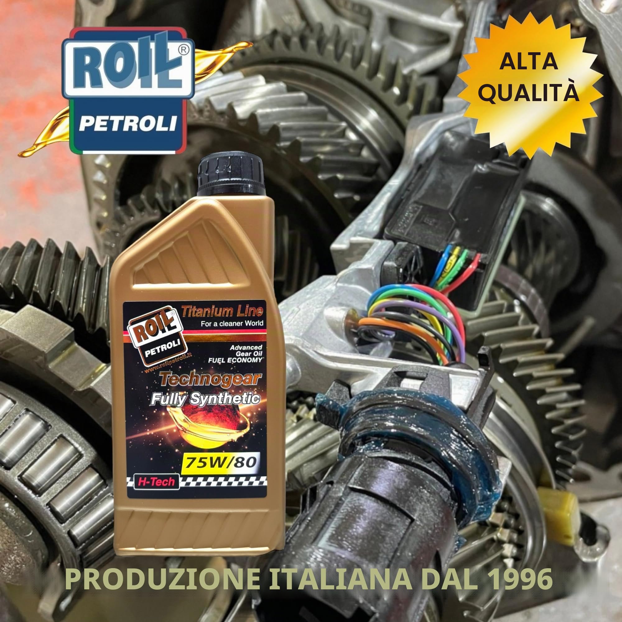 Roil 3 Litri TECHNOGEAR 75W/80-100% Sintetico con Tappo VERSANTE - Nuova Formula con POLIMERO Anti - ATTRITO Olio per Cambi Anche ROBOTIZZATI e Differenziali di Ultima Generazione