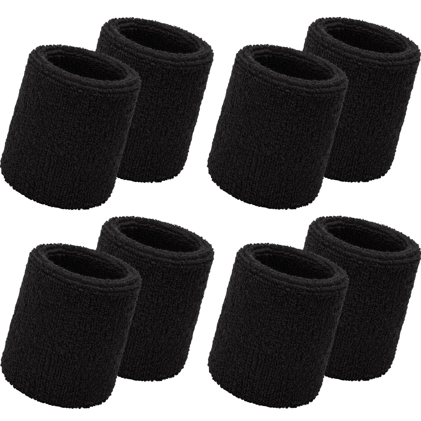 Willbond 8 Pack Sports Wristbands Wrist Sweatbands for Men Women Thick Cotton Absorbent Sweat Bands for Basketball Tennis Football Running Gym Workout