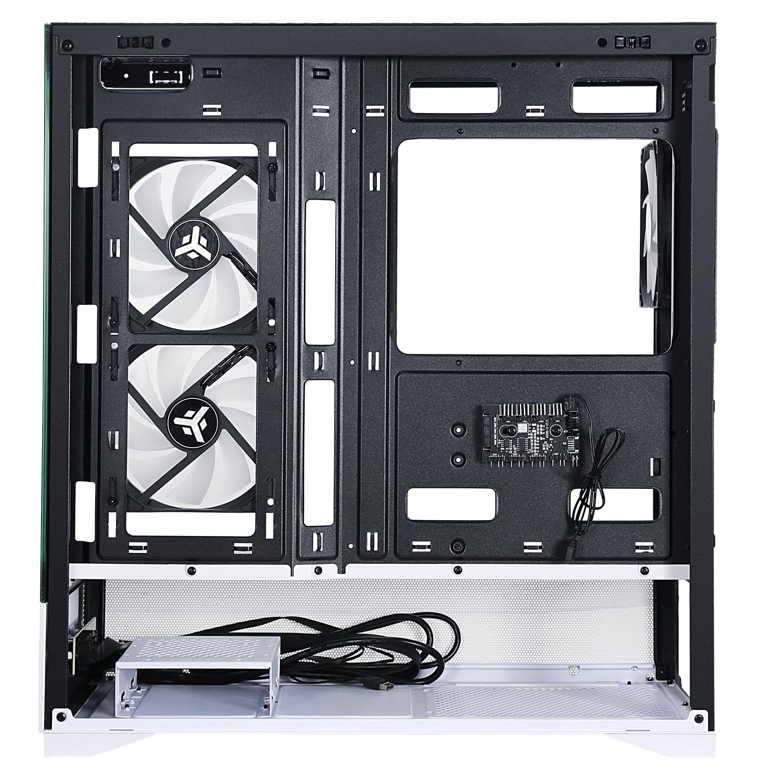 Itek Case Gaming SHOWBUI 37WB – Tower ATX con 3 Ventole ARGB 12 cm, USB-C, 2x USB 3.0 e Pannelli Laterale & Frontale in Vetro Temp - Ed. Bianca e Nera