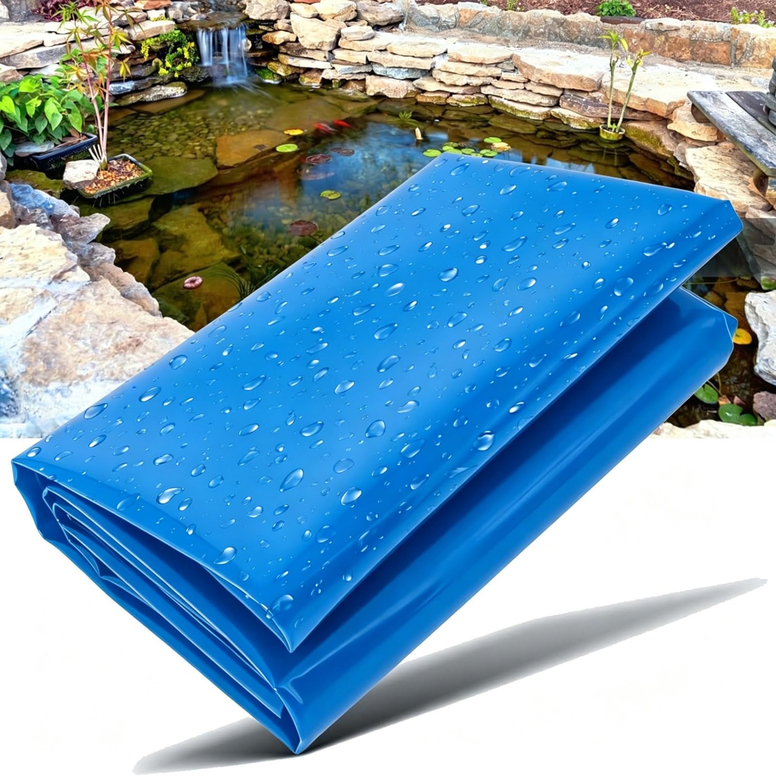 Membrane d'étang en HDPE bleu 10x12m bâche de bassin préformée pour jardin