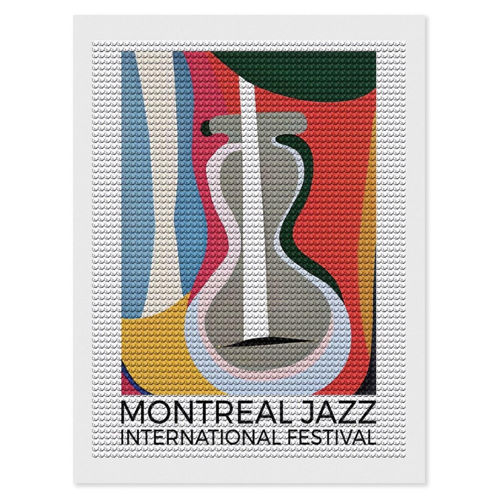 Junmoney Montreal Jazz Festival Diamond Painting Canvas Set 12"x16", Easy to Enjoy, Adhesive Canvas, Office Decor, Holiday Gift Idea, with Tool Kit