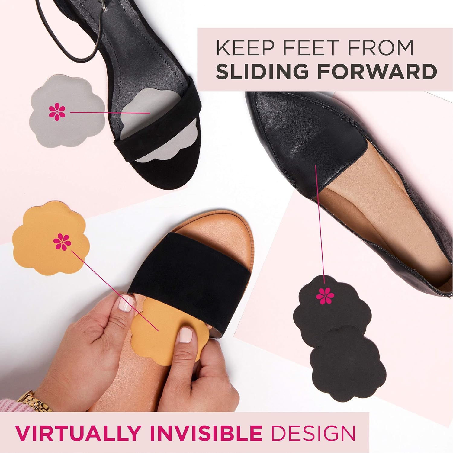 Foot Petals womens Triple Pack-w Foot Petals Tip Toes Ball of Foot Shoe Cushions, Blk/Btr/Slv Combo, One Size US: Clothing