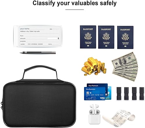 Miniatura 21 de ENGPOW Pequeña funda organizadora de almacenamiento ignífuga con cerradura (9 x 5.3 x 3.7 pulgadas), organizador de monedas suave y seguro