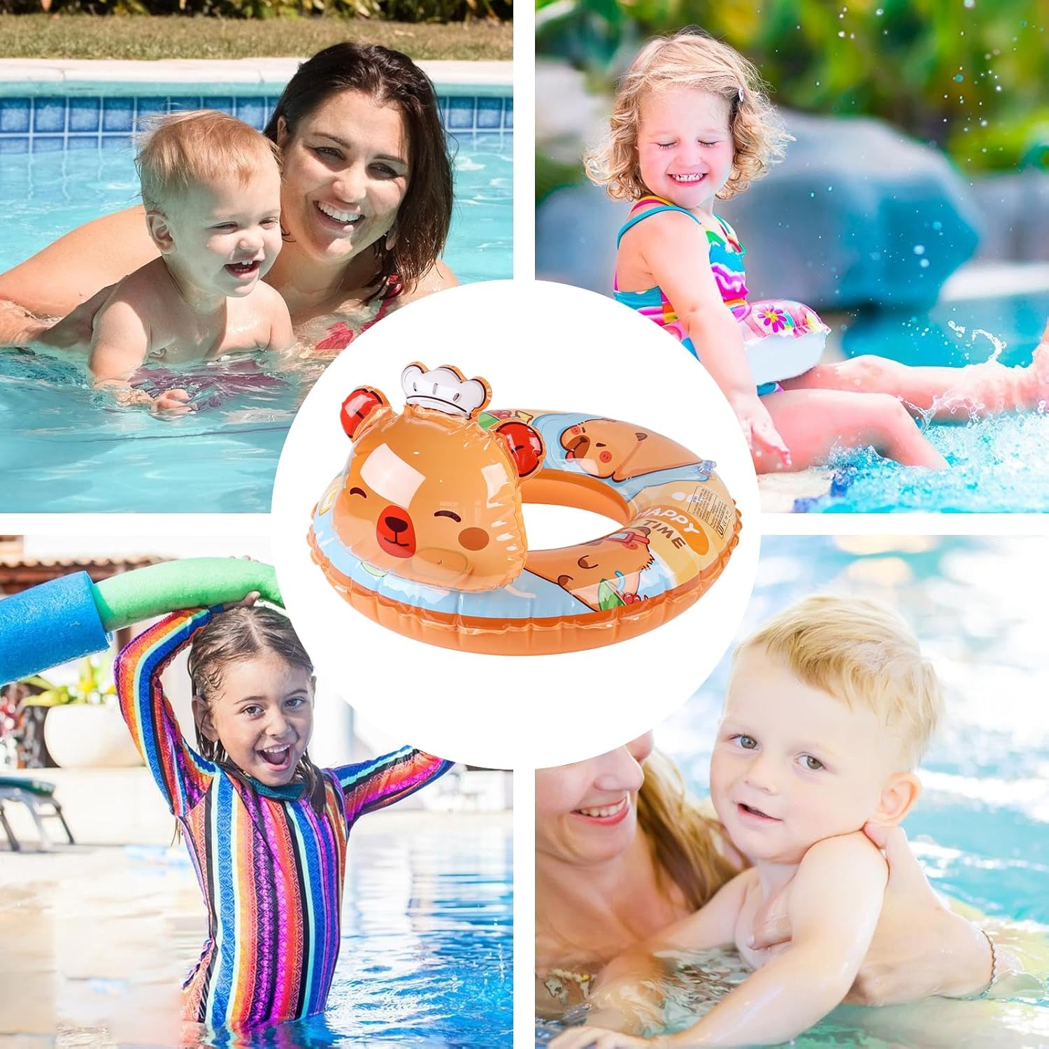 Kids Pool Float, Inflatable Water Raft, Cartoon Capybara Design, Kids Swimming Float for Bath Beach Tub Shower Summer Outdoor Play Girl Boy, Summer Pool Toy, Inflatable Water Fun