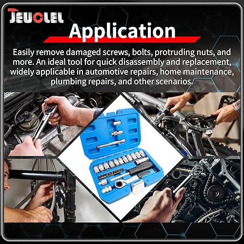 Miniatura 4 de Juego de llaves de vaso maestro de impacto de 14 de pulgada, juego de trinquete con junta universal, juego de llaves de vaso profundas, juego de