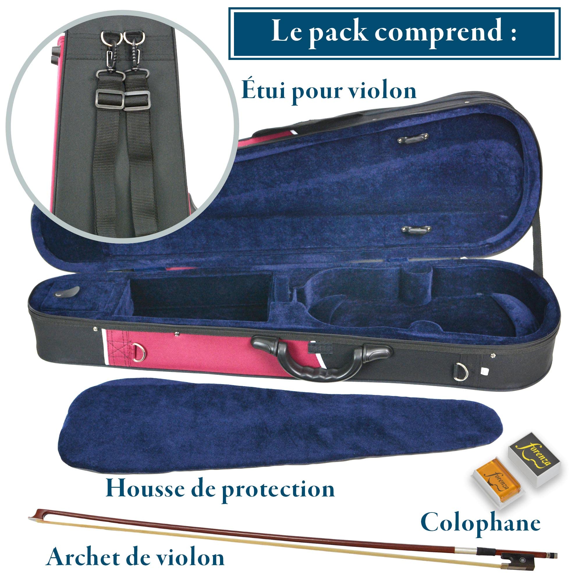 Forenza Prima 2 Tenue De Violon De Taille 4/4 Complète Avec Touche En Ébène Et Chevilles, Étui Dur Léger, Arc En Bois, Colophane, Cordes En Acier