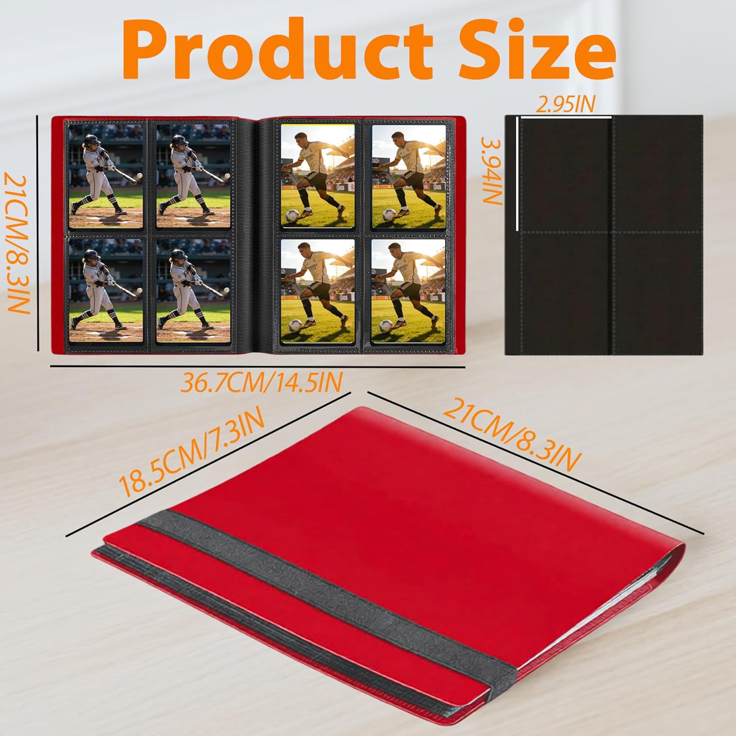 YOJO Card Binder, Trading Card Binder, 4 Pocket 20 Pages 160 Cards, Sports Card Binder, Side-Loading Card Album for MTG TCG, Game Cards, Sport Cards, Baseball Football Basketball Cards