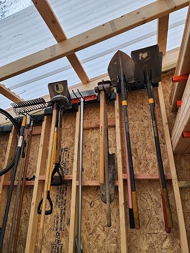 Miniatura 8 de Organizador de herramientas de garaje para montaje en pared, estante de almacenamiento resistente con ganchos ajustables, panel antioxidante, fácil