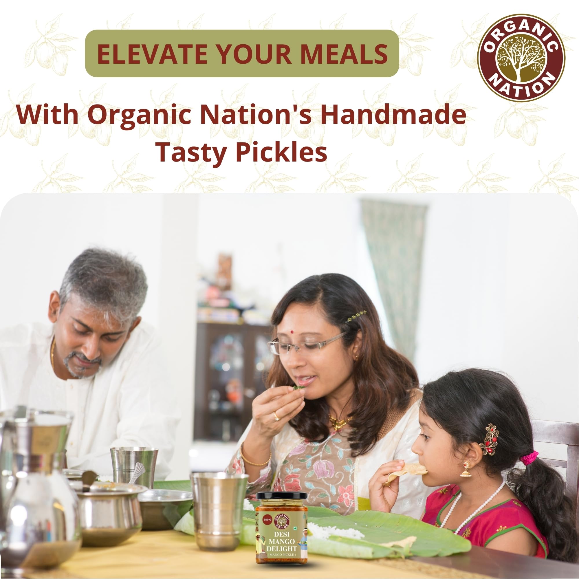 ORGANIC NATION Desi Mango Delight Mango Pickle Aam Ka Achar, Traditional Punjabi Mango Pickle, Flavorful Aam Achar, No Preservatives, Tasty like Homemade, 250g Jar, Vibrant Yellow 4