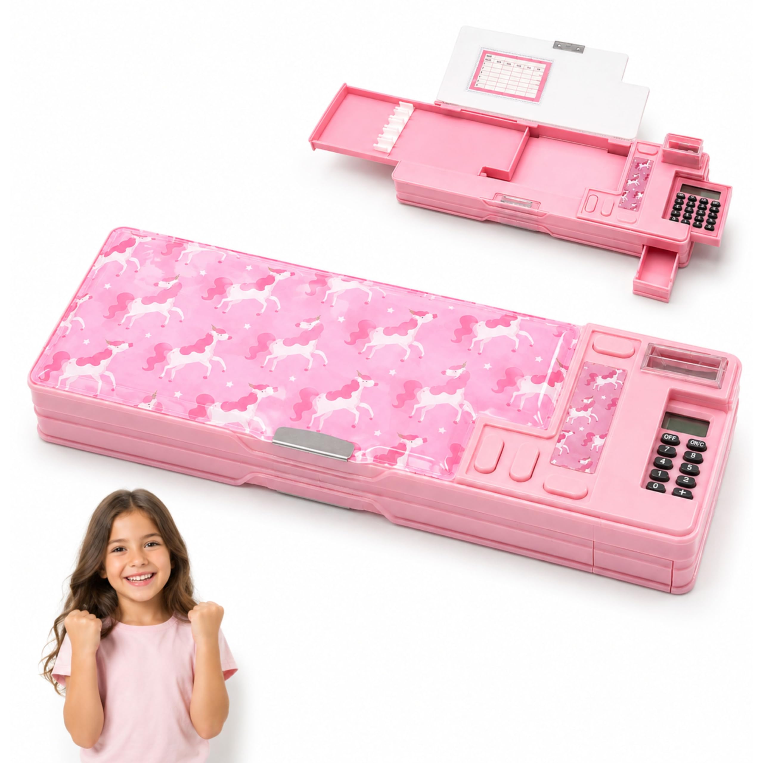ADEPTNA Back to School Multifunction Pencil Case Calculator Sharpener
